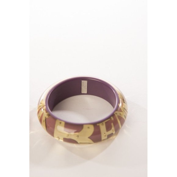 Henri Bendel Jewelry Set of 2 Bangles Golden Logo Resin Bracelet - Picture 6 of 6